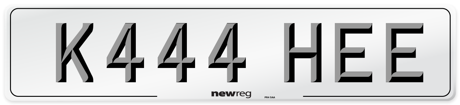 K444 HEE Number Plate from New Reg